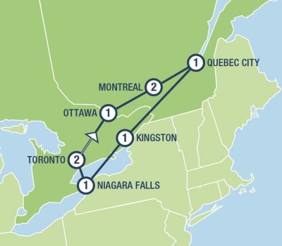 Map showing the Tour regions